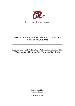 MARKET ANALYSIS AND STRATEGY FOR URV MASTER