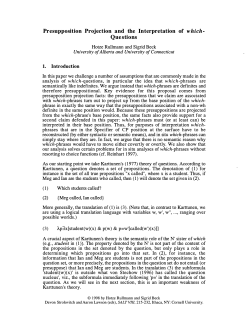 Presupposition Projection and the Interpretation of which Questions