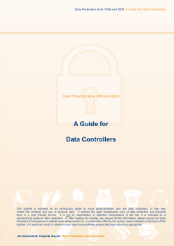 A Guide for Data Controllers - Data Protection Commissioner