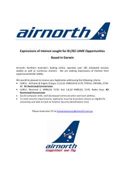 Expressions of Interest sought for B1/B2 LAME