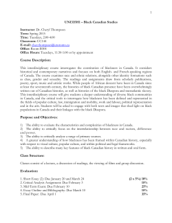 UNI335H1 &ndash; Black Canadian Studies