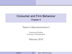 Consumer and Firm Behaviour - Chapter 4 - Economics
