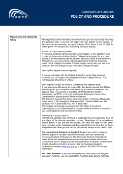 Complaints and appeals policy