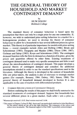 the general theory of household and market contingent