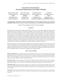 Game-Based Virtual Patients - The University of Texas at Dallas