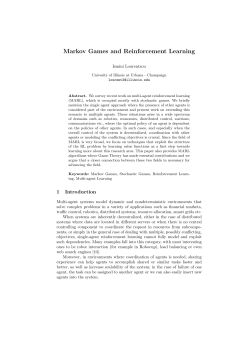 Markov Games and Reinforcement Learning