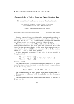 Characteristics of Orders Based on Choice Function Tool