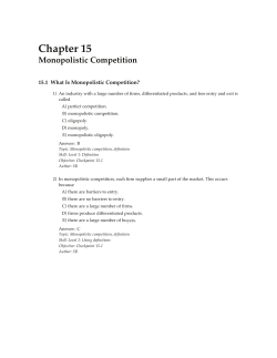 Chapter 15 Monopolistic Competition