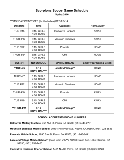 Scorpions Soccer Game Schedule