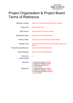 Project Board Terms of Refernce