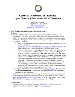Kentucky Department of Insurance Agent Licensing Frequently