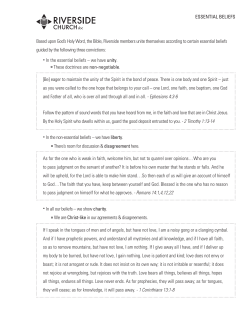 ESSENTIAL BELIEFS Based upon God`s Holy