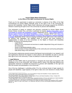 Human Rights Watch Submission to the Office of the High