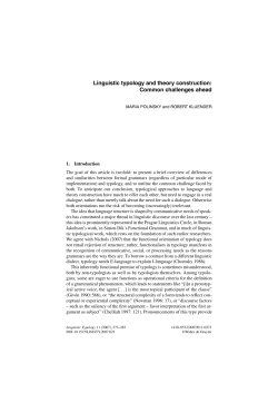Linguistic typology and theory construction: Common