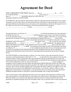 Agreement for Deed THIS AGREEMENT FOR DEED Made this