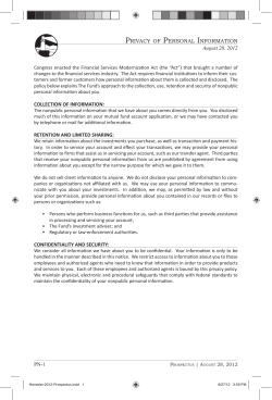 PN-1 August 28, 2012 PRIVACY OF PERSONAL INFORMATION