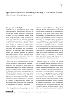 Agency in Architecture: Rethinking Criticality in Theory and Practice