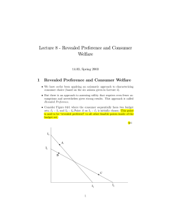 Lecture 8 - Revealed Preference and Consumer Welfare