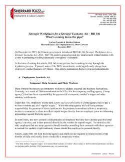 Stronger Workplaces for a Stronger Economy Act &ndash; Bill 146 What`s