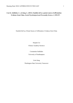 Familial Self as a Potent Source of Affirmation in East