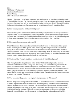 9/3/14 AI Chapter 1 Assignment Questions for Discussion James