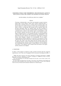 The Insurance Agent`s Influence Over the Choice of Pension