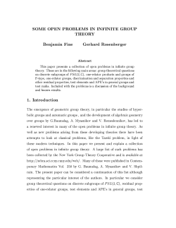 SOME OPEN PROBLEMS IN INFINITE GROUP THEORY Benjamin