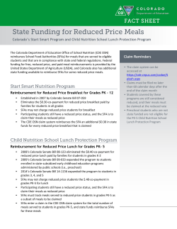 State Funding for Reduced Price Meals