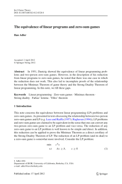 The equivalence of Linear Programs and Zero