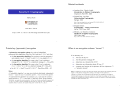 Security II: Cryptography