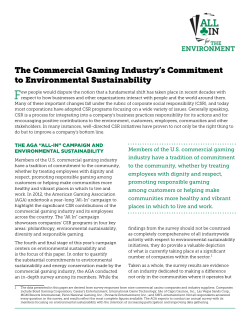 The Commercial Gaming Industry`s Commitment to Environmental