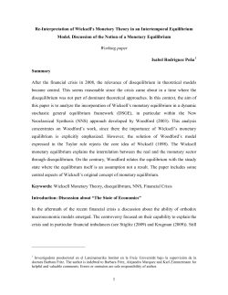 Re-Interpretation of Wicksell`s Monetary Theory in an Intertemporal