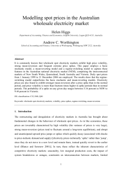 Modelling spot prices in the Australian