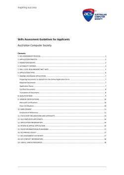 Skills Assessment Guidelines for Applicants Australian Computer