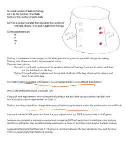 N = total number of balls in the bag Let n be the number of red balls