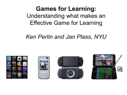 Games for Learning: Understanding what makes an