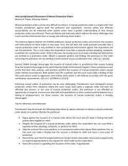 Inter-jurisdictional Enforcement of Mutual Protection Orders Monica