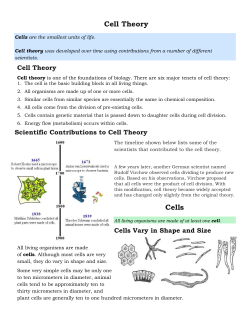Cell Theory - Mrs. Parks` Classroom