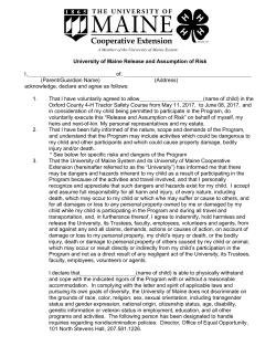 Tractor Safety Course Assumption of Risk Form