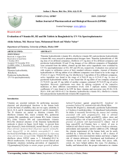 Evaluation of Vitamin B1, B2 and B6 Tablets in Bangladesh by UV