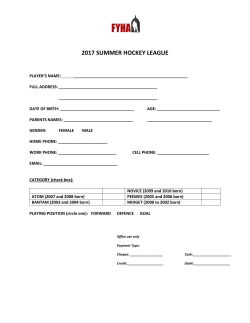 2017 SUMMER HOCKEY LEAGUE
