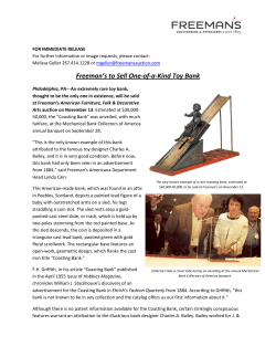 Freeman`s to Sell One-of-a-Kind Toy Bank