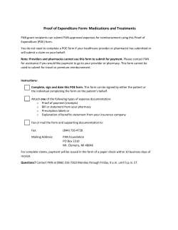 Proof of Expenditure Form: Medications and