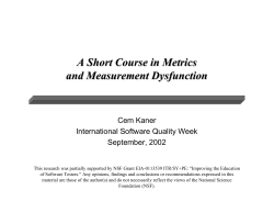 A Short Course in Metrics and Measurement