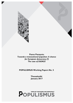 Panos Panayotu Towards a transnational populism: A chance for