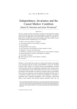Independence, Invariance and the Causal Markov Condition