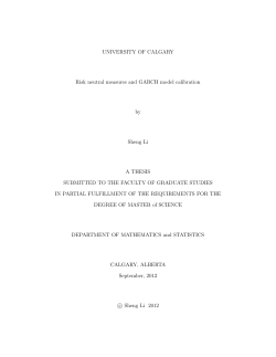 UNIVERSITY OF CALGARY Risk neutral measures and GARCH