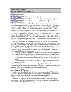 Soccer Savvy Players Guided Discovery by Age Group