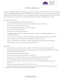 OAS Peer Advising Coach The Office of Academic Support offers
