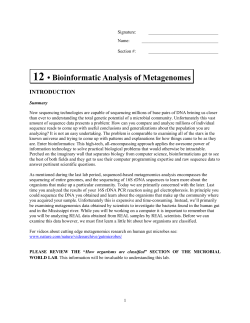 Lab handout: Bioinormatic Analysis of Metagenomes